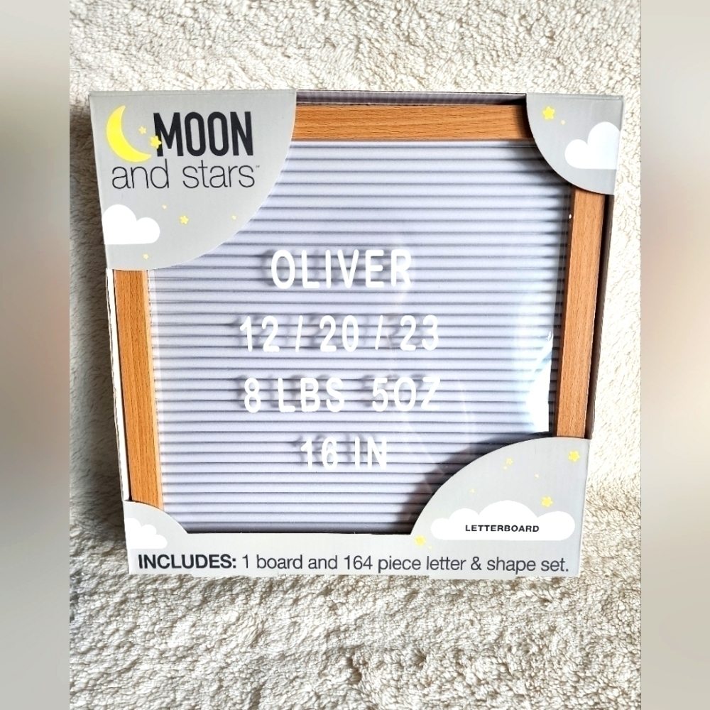 New boy / girl baby shower / birthdays moon and star changeable letterboard set